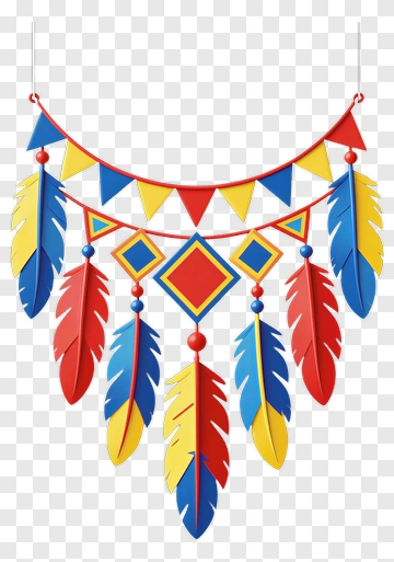 Colorful Feather And Banner Decoration PNG