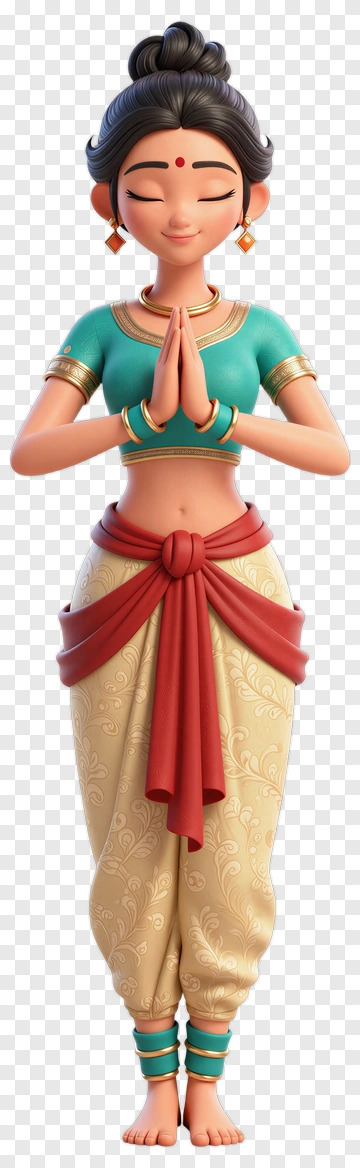 Cartoon Woman Praying With Hands Together PNG