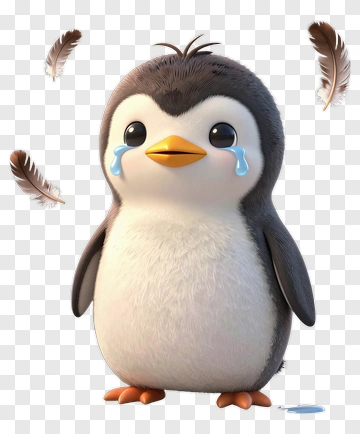Cartoon Penguin Crying With Tears PNG