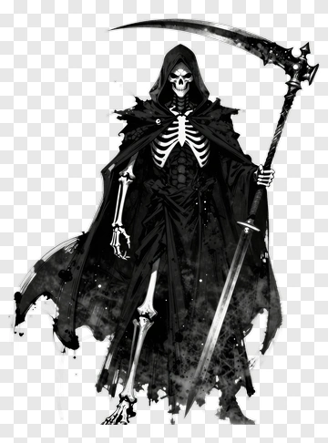 Cartoon Grim Reaper Holding A Scythe PNG