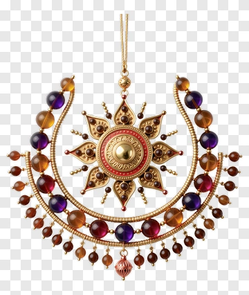Colorful Decorative Pendant With Gemstones PNG