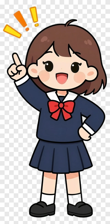Cartoon Schoolgirl Raising Hand PNG