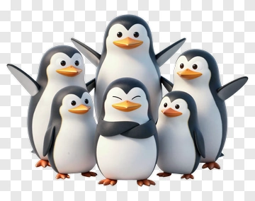 Cartoon Penguins Group PNG