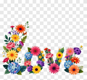 Colorful Floral Love Arrangement PNG