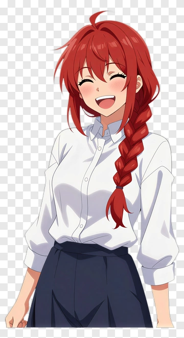 Smiling Girl With Red Hair In A White Shirt PNG