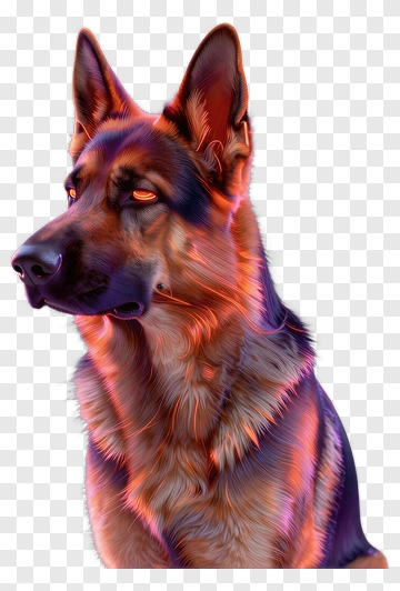 3D German Shepherd Dog Portrait PNG