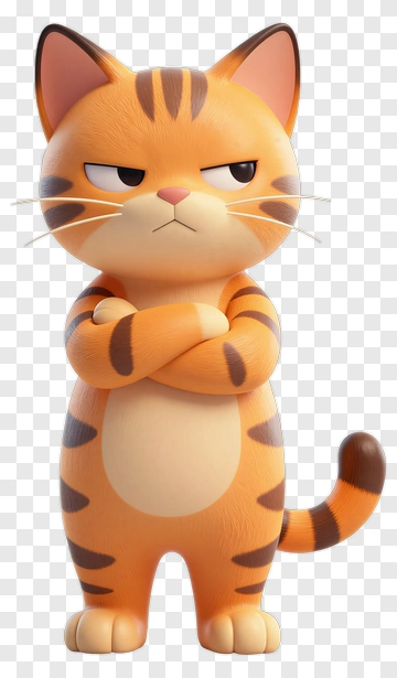 Cartoon Cat With A Displeased Expression PNG