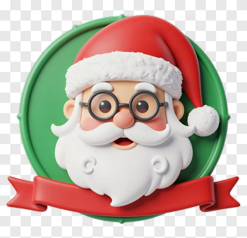 3D Santa Claus Face With Red Hat PNG