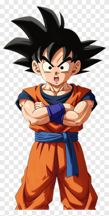 Fictional Character With Spiky Hair And Orange Outfit PNG
