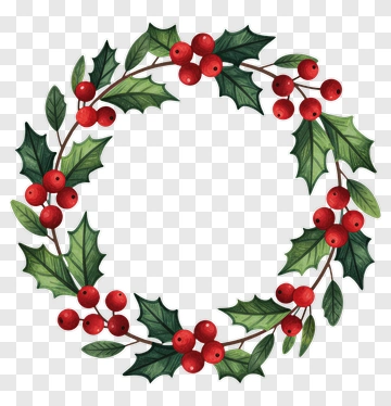 Holly Wreath With Red Berries PNG