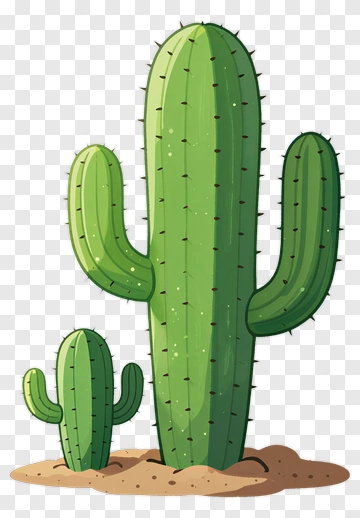 Cartoon Cactus In Desert Environment PNG