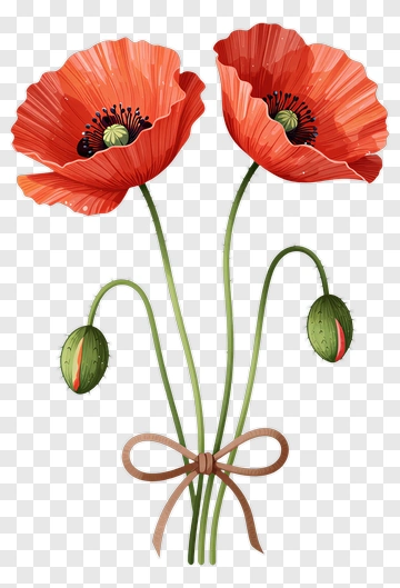 Red Poppy Flower Bouquet PNG