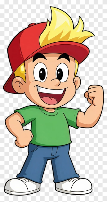 Cartoon Boy Smiling With A Red Cap PNG