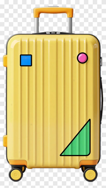 Colorful Yellow Suitcase With Geometric Shapes PNG