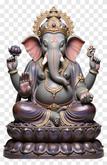 Sitting Ganesh Statue Holding A Lotus PNG