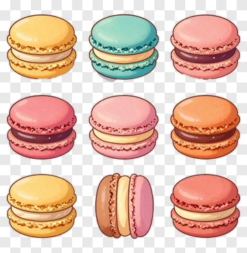Colorful Macarons Arrangement PNG