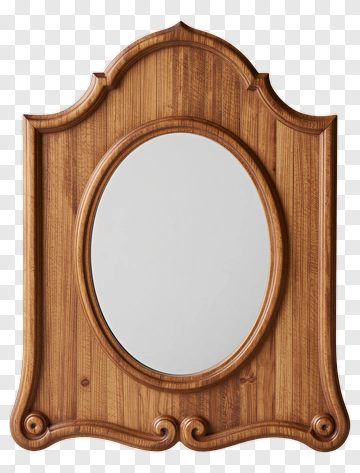 Vintage Wooden Mirror PNG