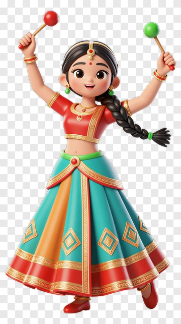 Cartoon Girl Dancing With Colorful Props PNG