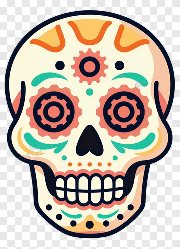 Colorful Sugar Skull Design PNG