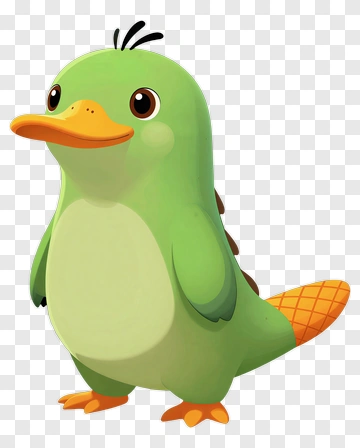 Cartoon Green Duck Character PNG