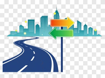 City Road With Directional Signpost PNG