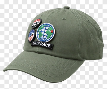 Green Cap With Patches And Badges PNG