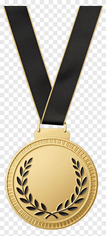 Gold Medal With Black Ribbon PNG