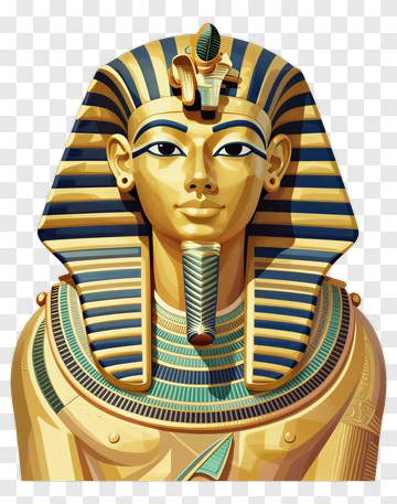 Cartoon Pharaoh Bust With Golden Details PNG