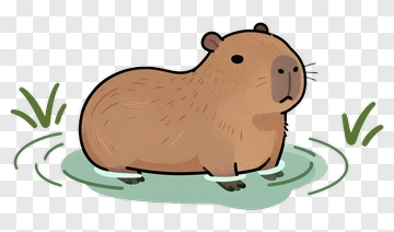 Cartoon Capybara In Water PNG
