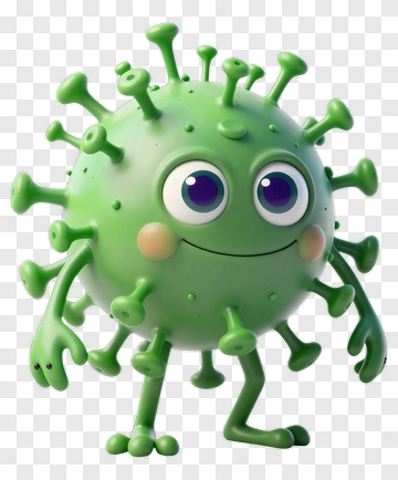 Cartoon Virus Character With Smiling Face PNG