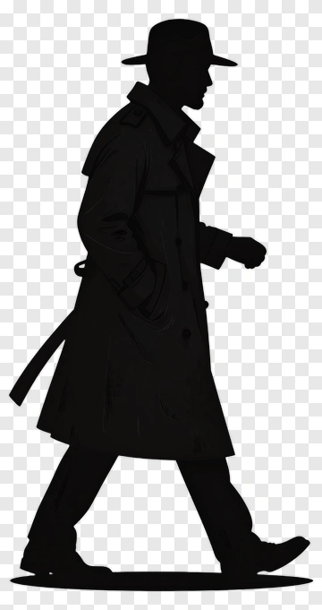 Silhouette Detective Walking PNG