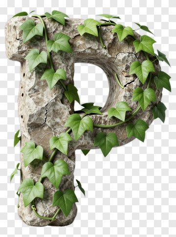 Stone Letter P Covered In Ivy PNG