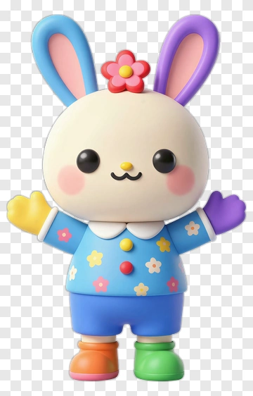 Colorful Cartoon Bunny Character PNG