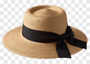 Straw Hat With Black Ribbon PNG