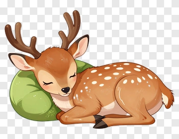 Cartoon Sleeping Deer On A Pillow PNG