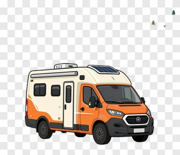 3D Camper Van With Solar Panels PNG