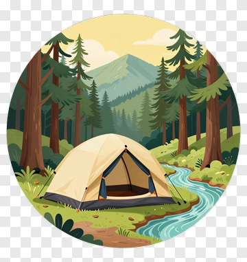 Camping Tent By A River In The Forest PNG
