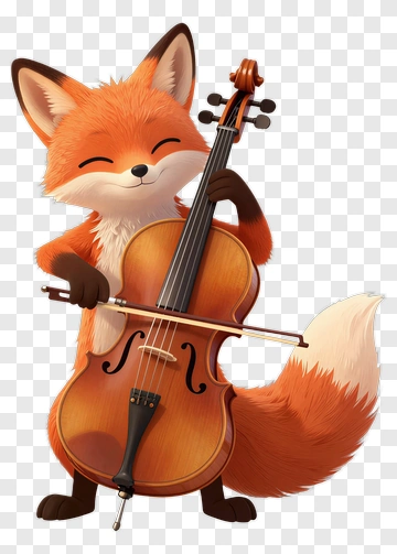 Cartoon Fox Playing A Cello PNG