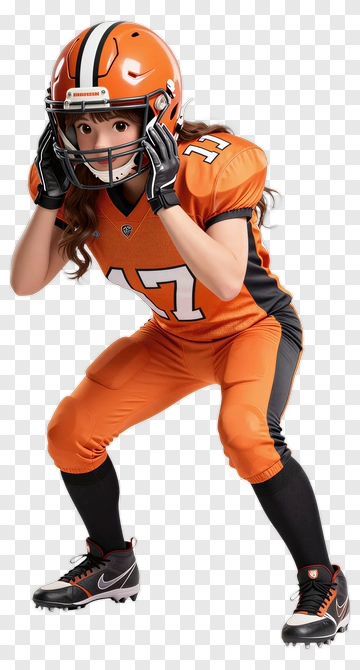 Female Football Player In Orange Uniform PNG