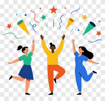 Happy People Celebrating With Confetti PNG