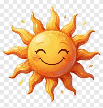 Cartoon Sun With A Happy Face PNG