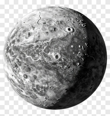 Black And White Planet With Craters PNG