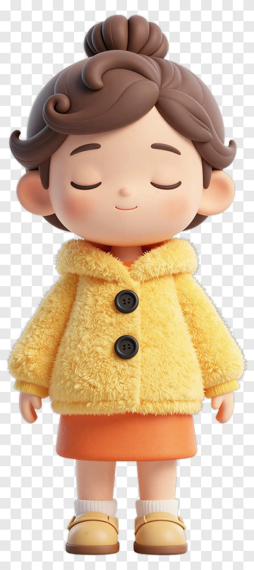 3D Girl In Yellow Hoodie PNG