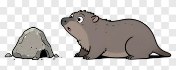 Cartoon Animal Near A Rock PNG