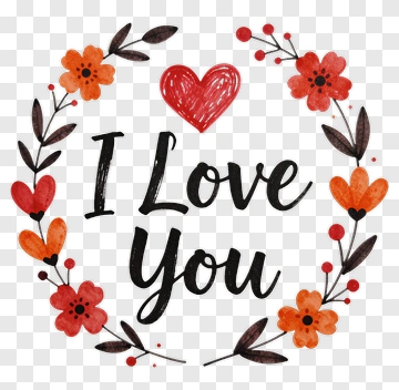 I Love You Floral Wreath PNG