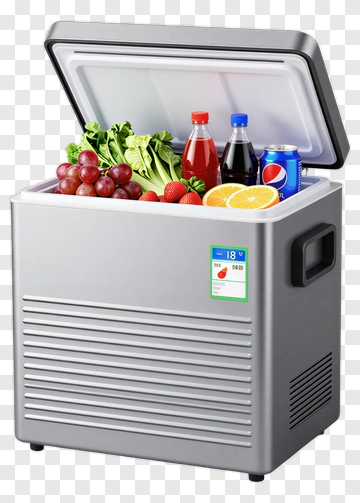 Cooler With Drinks And Fresh Produce PNG