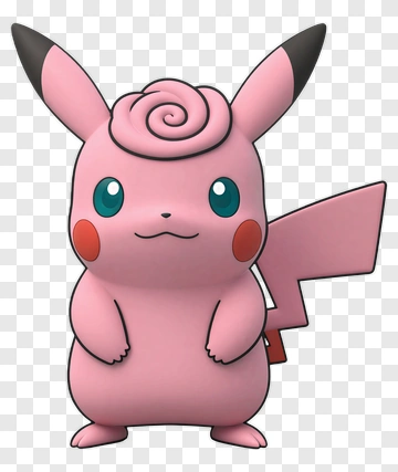 Pink Pikachu Character With Spiral Tail PNG