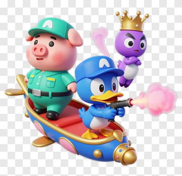 Cartoon Characters In A Colorful Boat PNG