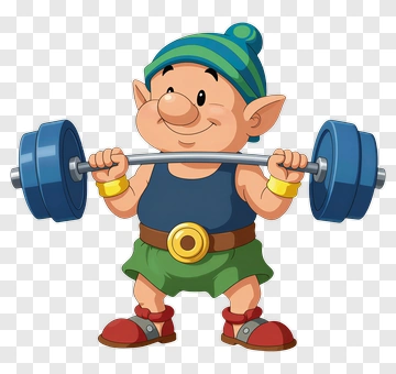 Cartoon Gnome Lifting Weights PNG