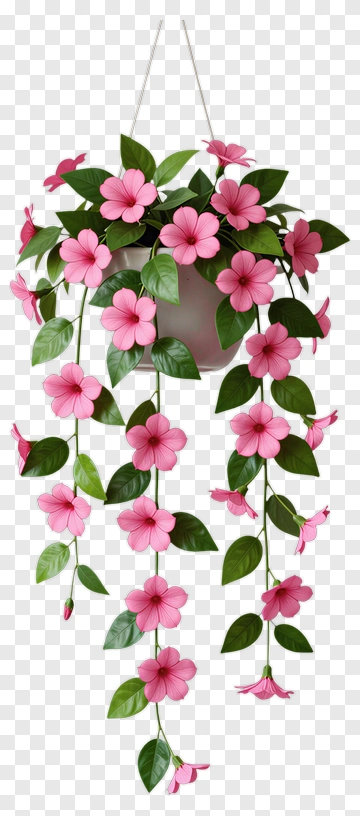 Hanging Plant With Pink Flowers PNG